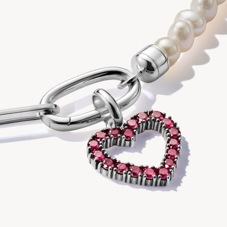 Thomas Sabo Silver Open Heart With Red Stones Connect Charm Pendant