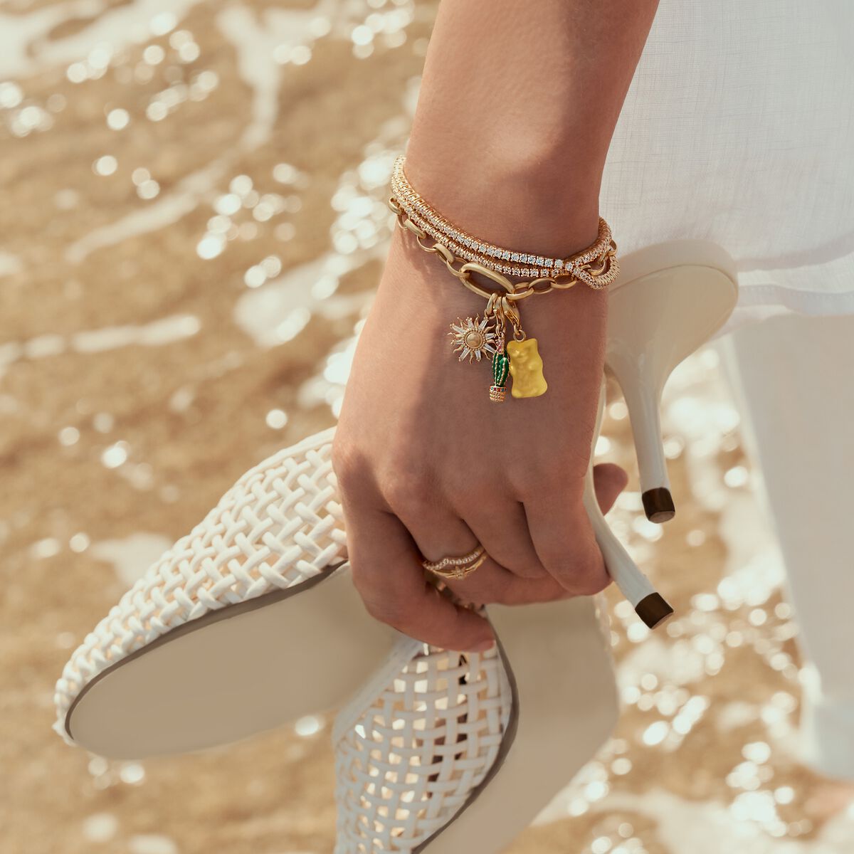 Thomas Sabo Gold-Plated Sun With Stones Connect Charm Pendant