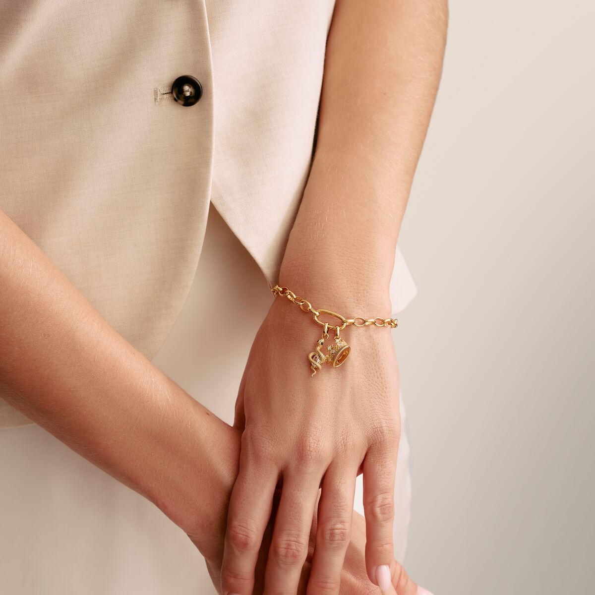 Thomas Sabo Gold-Plated Crown With Stones Connect Charm Pendant