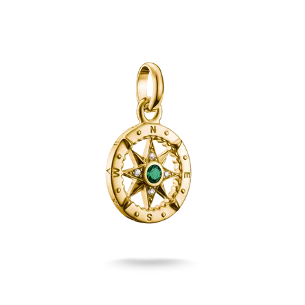 Thomas Sabo Gold Compass Connect Charm with Green Stones