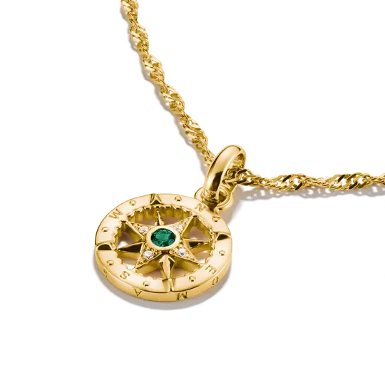 Thomas Sabo Gold Compass Connect Charm with Green Stones