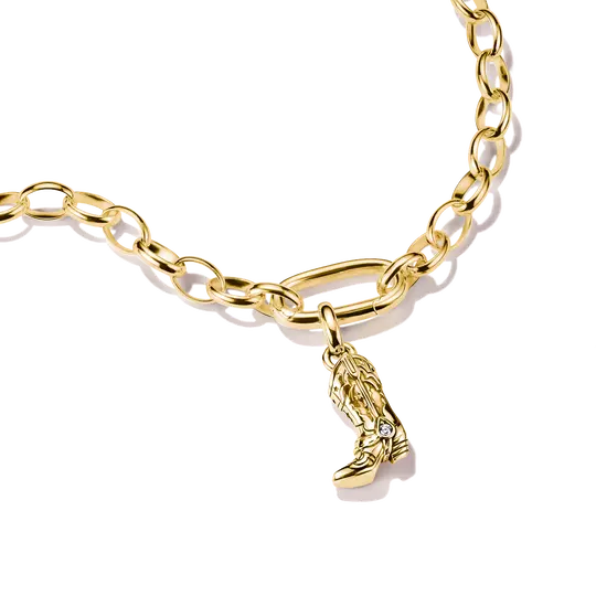 Thomas Sabo Gold Cowboy Boot Charm with White Zirconia