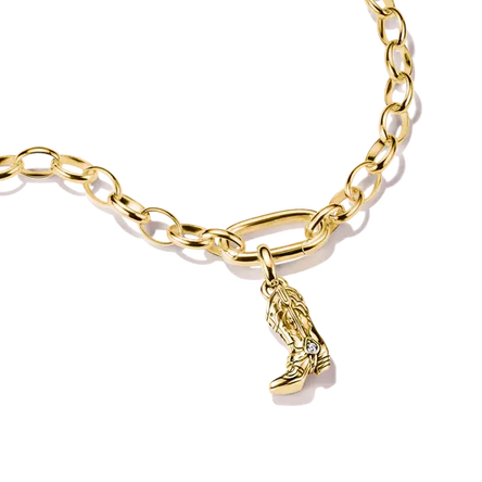 Thomas Sabo Gold Cowboy Boot Charm with White Zirconia