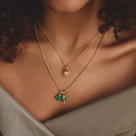 Thomas Sabo Gold Clover Connect Charm with Green Stones