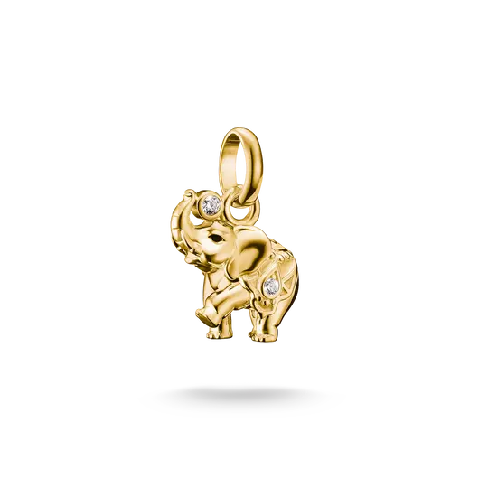 Thomas Sabo Gold Elephant Connect Charm with White Zirconia