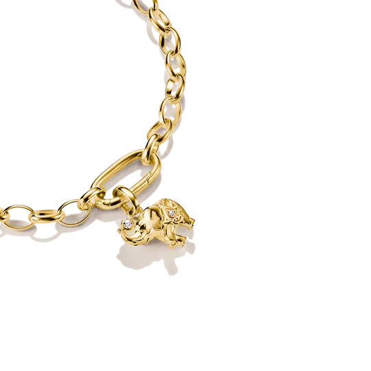Thomas Sabo Gold Elephant Connect Charm with White Zirconia