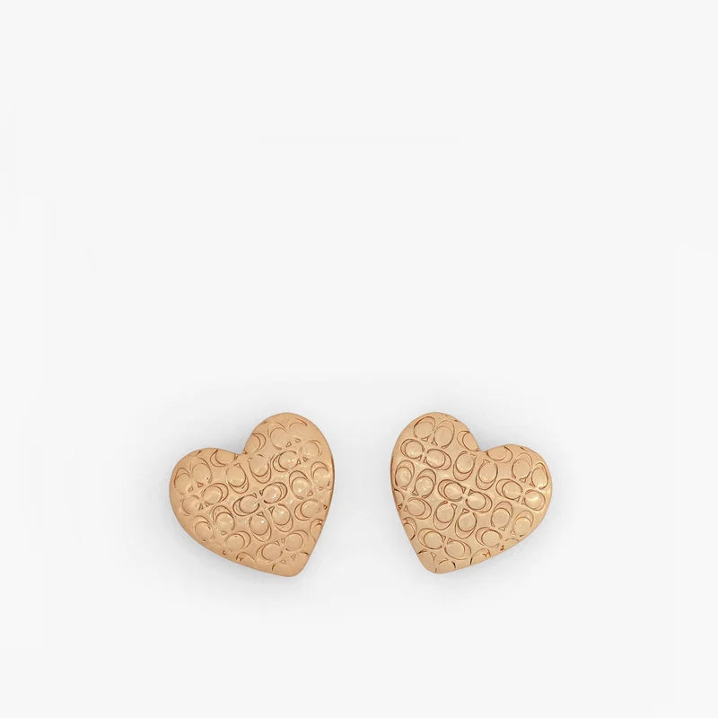 COACH C Textured Hearts Statement Earrings