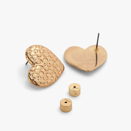 COACH C Textured Hearts Statement Earrings