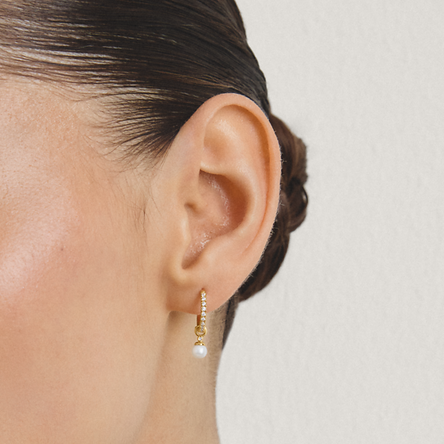 Thomas Sabo Gold Plated Pearl Drop Hoop Earrings