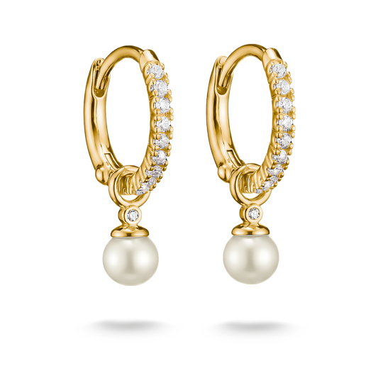 Thomas Sabo Gold Plated Pearl Drop Hoop Earrings