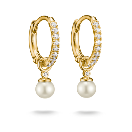 Thomas Sabo Gold Plated Pearl Drop Hoop Earrings