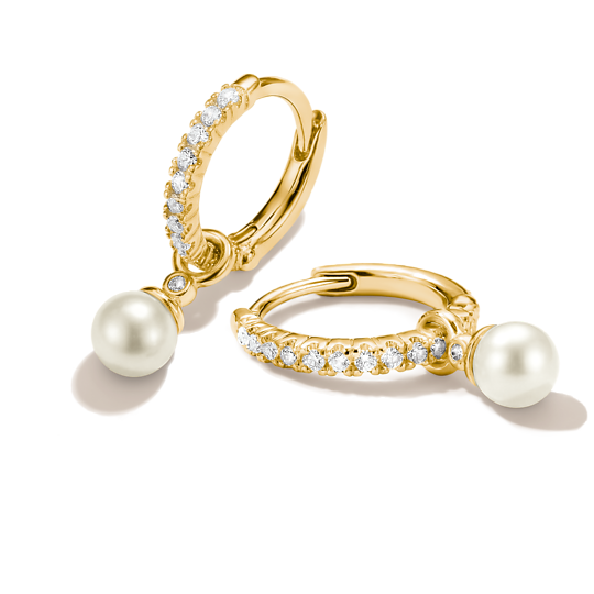 Thomas Sabo Gold Plated Pearl Drop Hoop Earrings