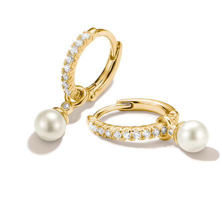 Thomas Sabo Gold Plated Pearl Drop Hoop Earrings