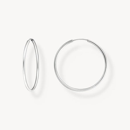 Silver medium hoop earrings