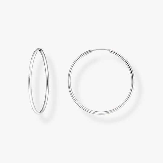 Silver medium hoop earrings