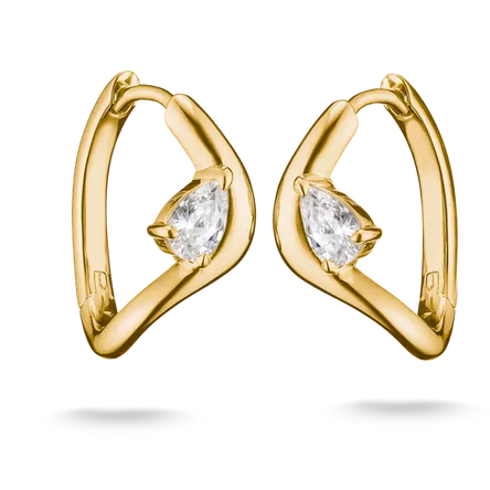 Thomas Sabo Gold Hoop Earrings with Teardrop White Zirconia