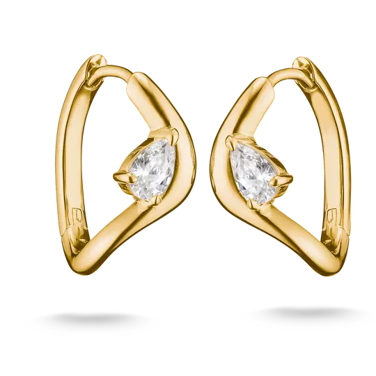 Thomas Sabo Gold Hoop Earrings with Teardrop White Zirconia