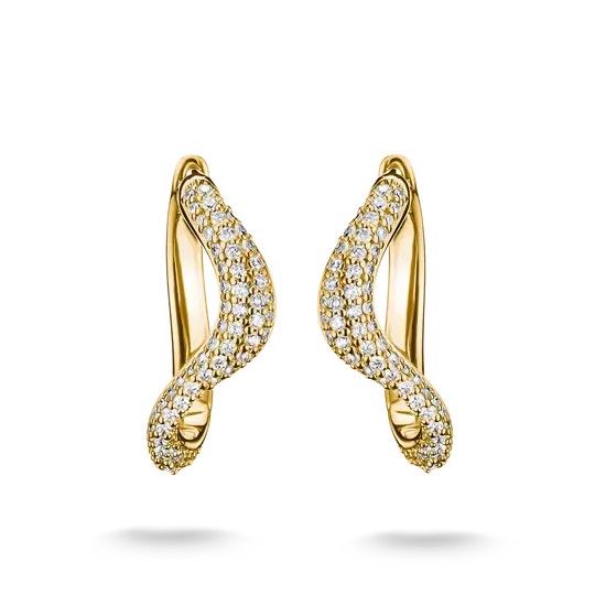 Thomas Sabo Gold Pave Wave Hoop Earrings with White Zirconia