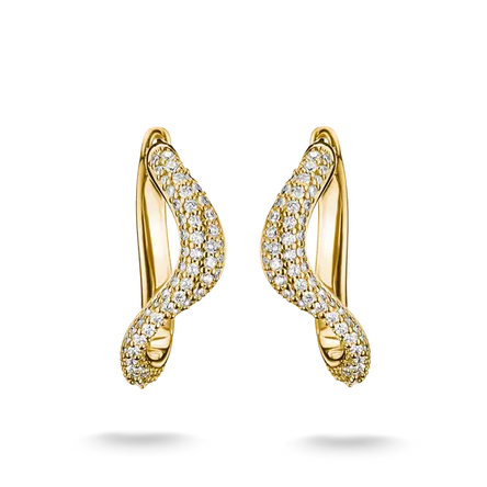 Thomas Sabo Gold Pave Wave Hoop Earrings with White Zirconia