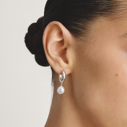 Thomas Sabo Silver Hoop Pearl Earrings