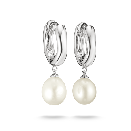 Thomas Sabo Silver Hoop Pearl Earrings
