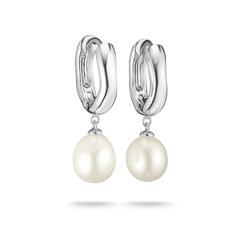 Thomas Sabo Silver Hoop Pearl Earrings