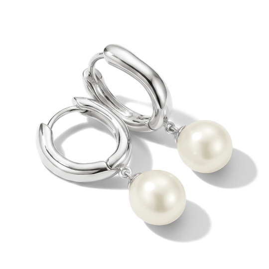 Thomas Sabo Silver Hoop Pearl Earrings