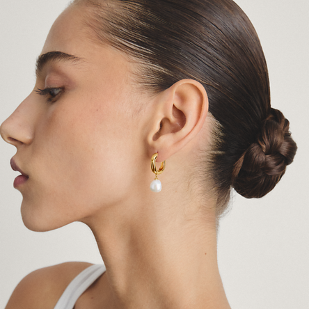Thomas Sabo Gold Plated Pearl Hoop Earrings