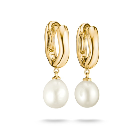 Thomas Sabo Gold Plated Pearl Hoop Earrings