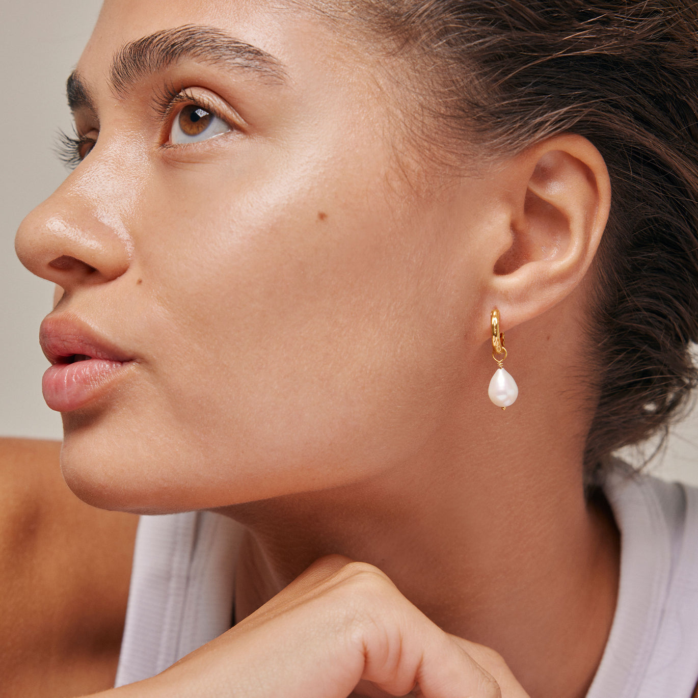 Enamel Copenhagen Significant Pearl Hoop Earrings