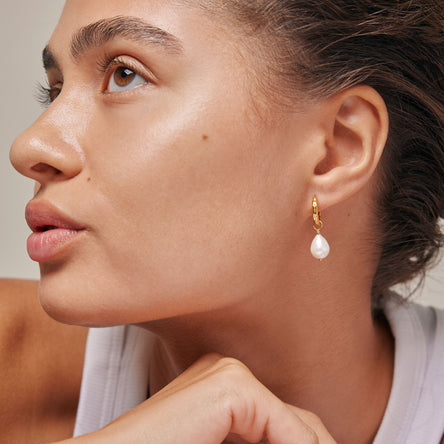 Enamel Copenhagen Significant Pearl Hoop Earrings