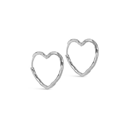 Enamel Copenhagen Organic Silver Heart Medium Hoop Earrings