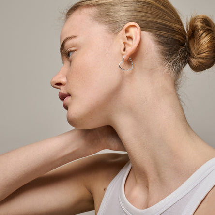 Enamel Copenhagen Organic Silver Heart Medium Hoop Earrings