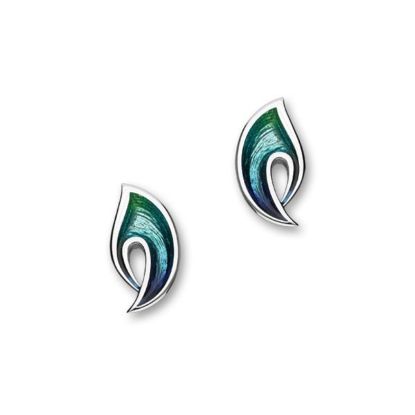 Ortak Rhapsody Sterling Silver & Blue/Green Enamel Stud Earrings