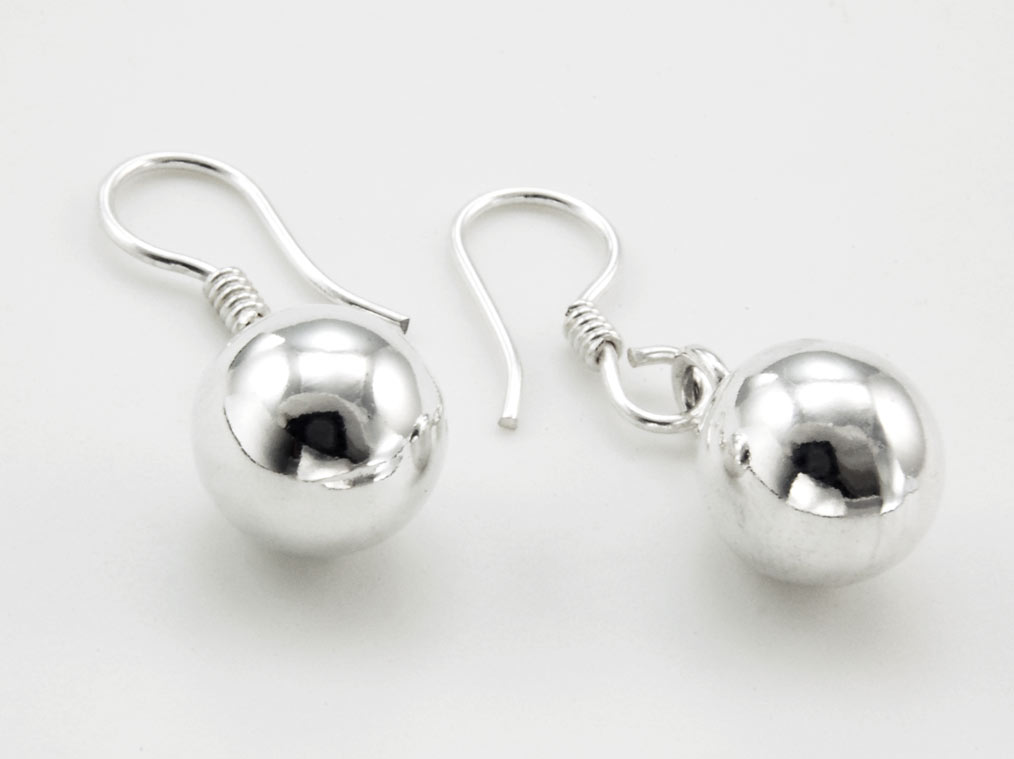 Out Of Mexico Silver Ball Drop Earrings