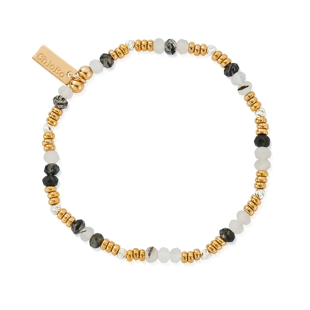 ChloBo Mixed Metal Stone Of Empowerment Black Rutilated Quartz Bracelet