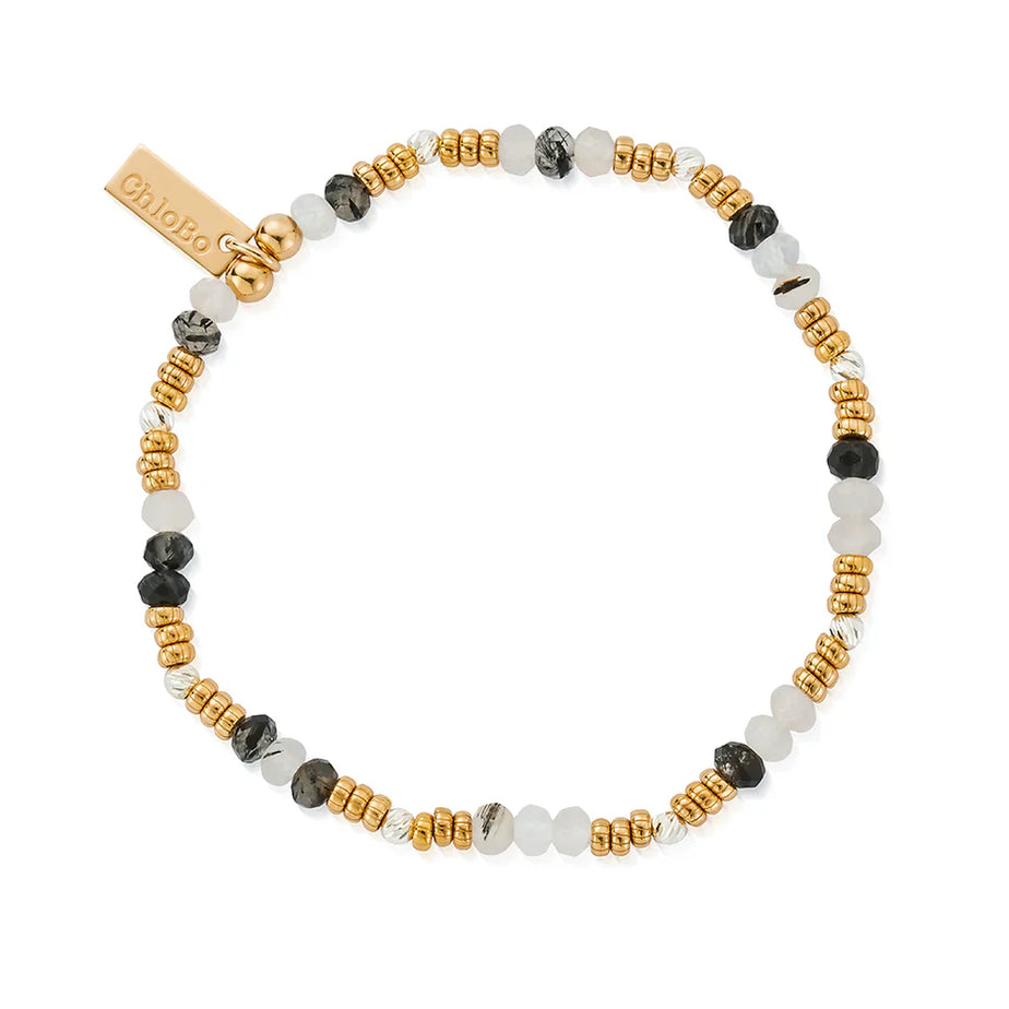 ChloBo Mixed Metal Stone Of Empowerment Black Rutilated Quartz Bracelet