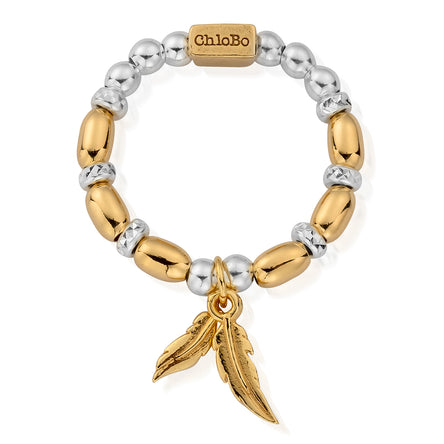 ChloBo Gold And Silver Dainty Double Feather Ring