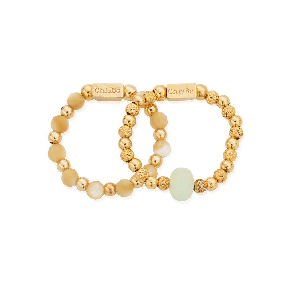 Chlobo Gold Peace and Balance Ring Set