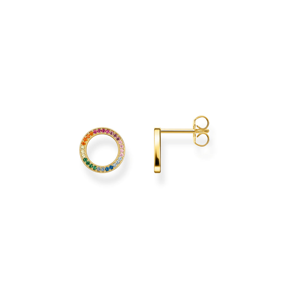 Thomas Sabo Gold Plated Round Studs with Coloured Stones