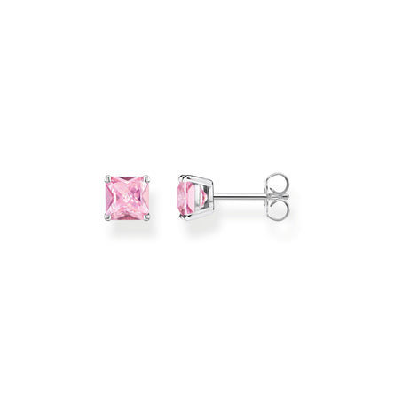 Thomas Sabo Silver Ear Studs With Pink Stone