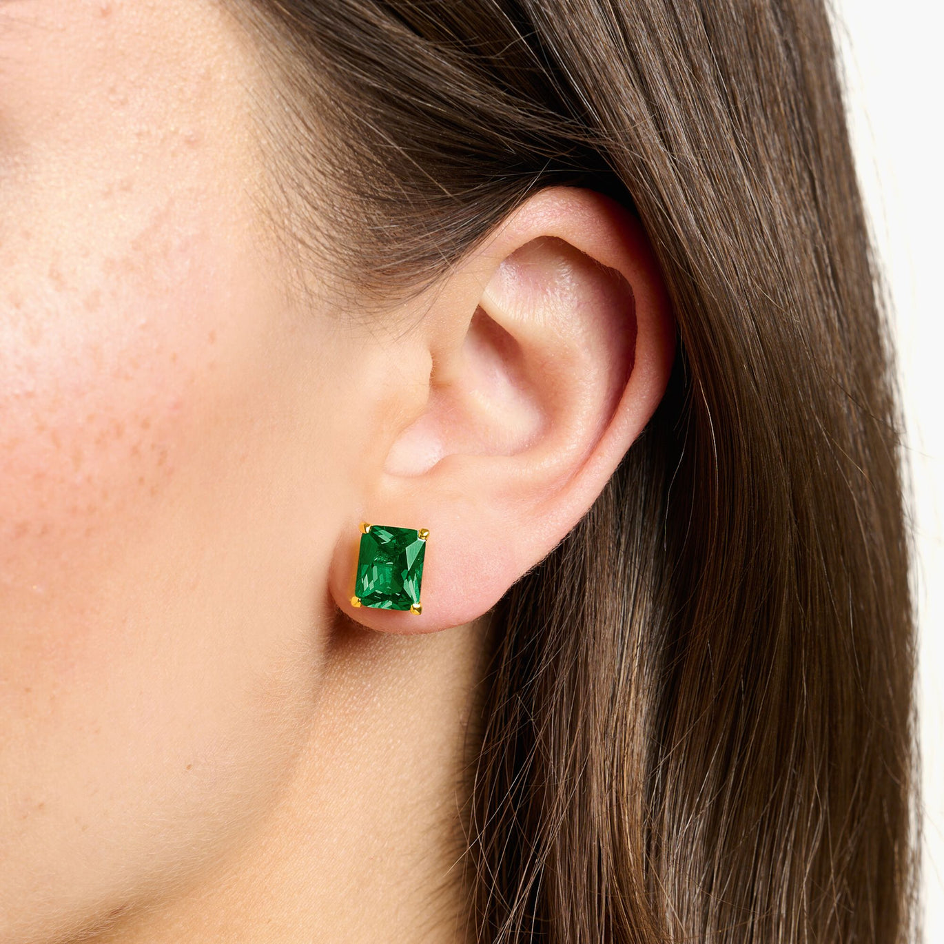 Thomas Sabo Gold Plated Green Stone Earrings