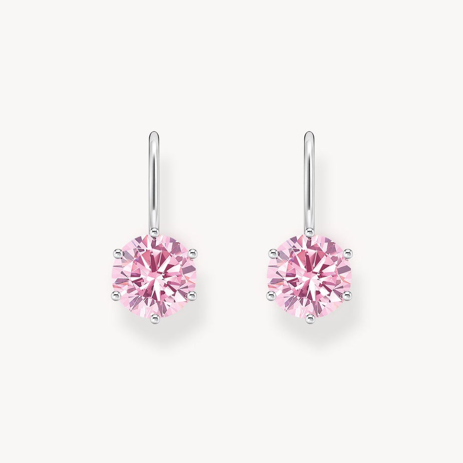 Thomas Sabo Round Pink CZ Drop Earrings