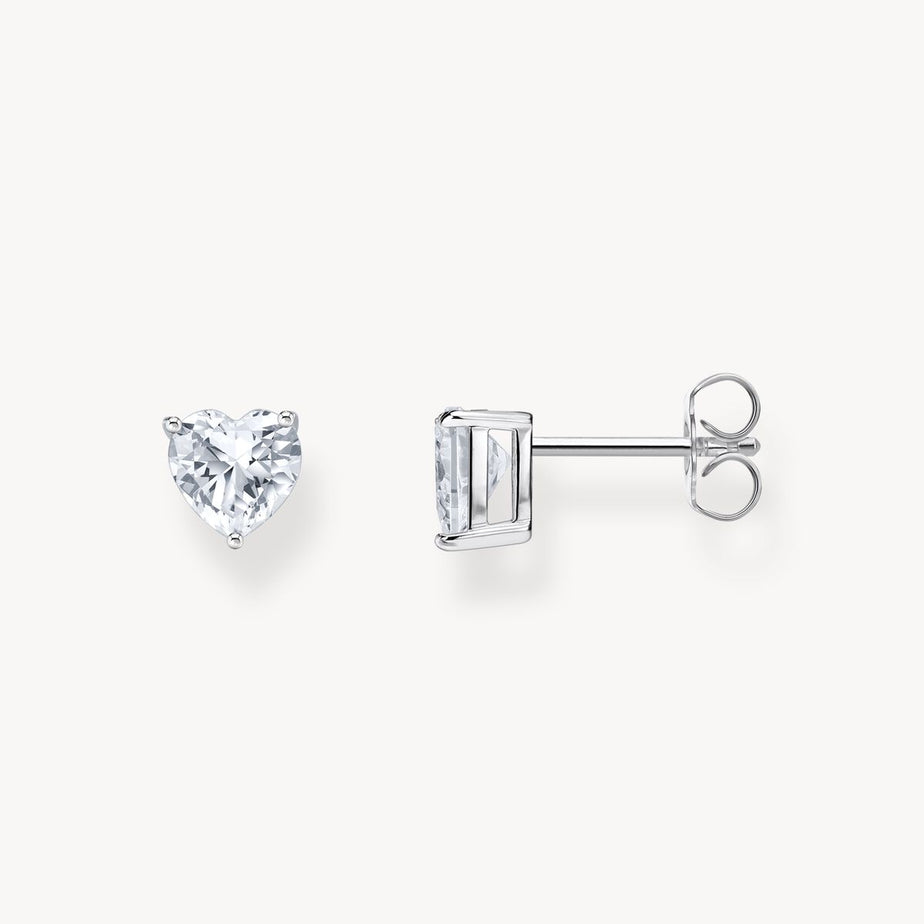 Thomas Sabo Silver ear studs heart-shaped with white zirconia