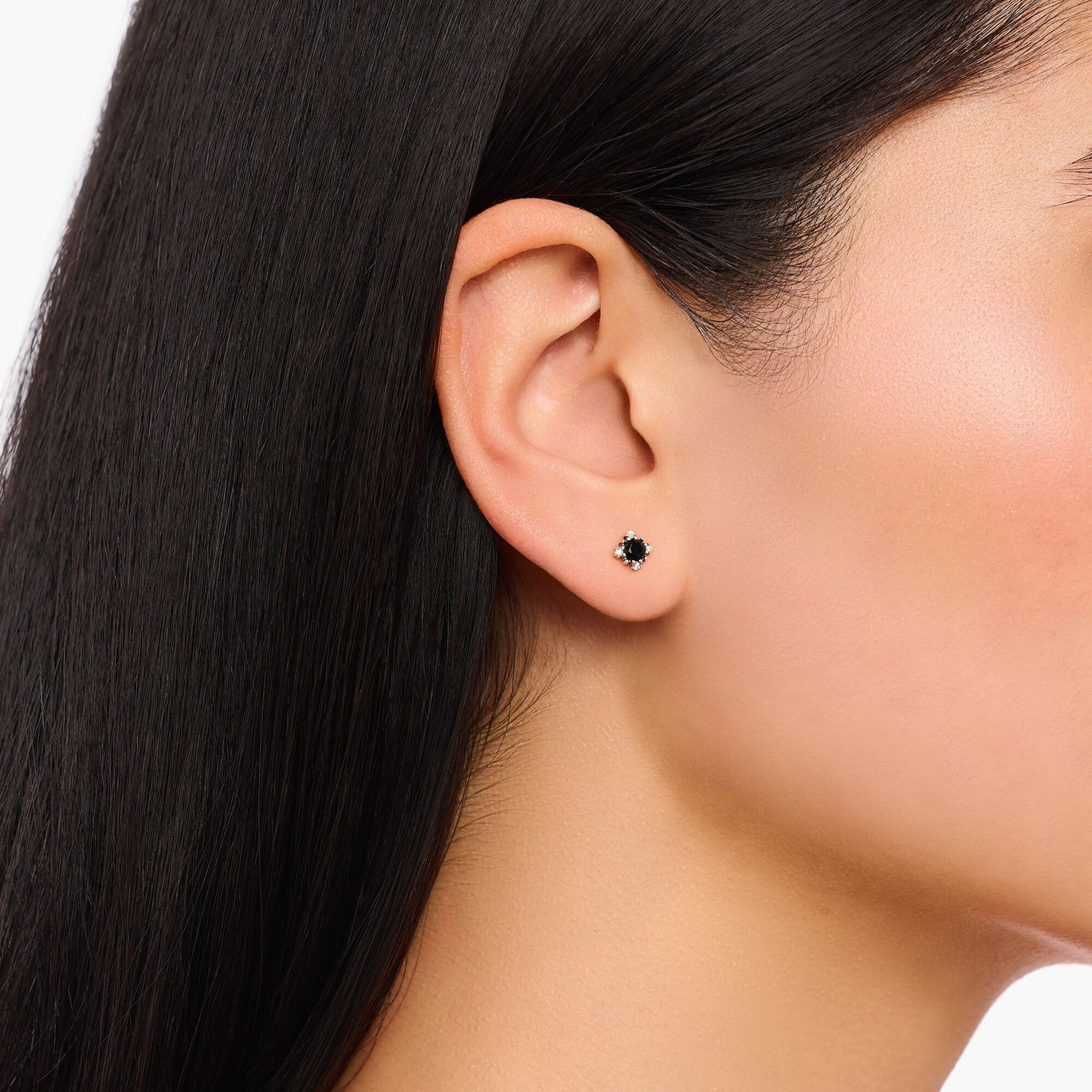 Thomas Sabo Silver small ear studs Vintage with black zirconia