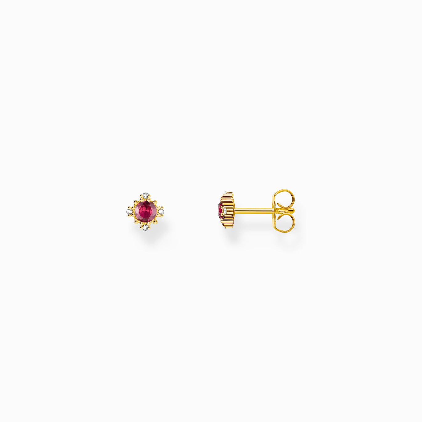 Thomas Sabo Gold-plated small ear studs Vintage with red sapphire