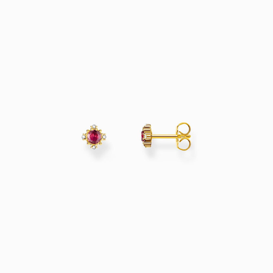 Thomas Sabo Gold-plated small ear studs Vintage with red sapphire
