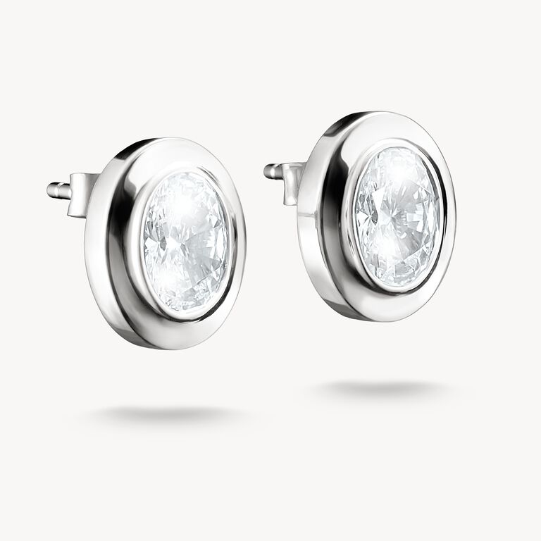 Thomas Sabo Silver Oval Zirconia Stone Stud Earrings