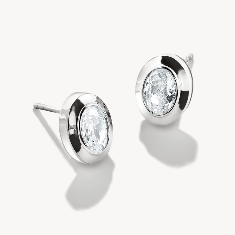 Thomas Sabo Silver Oval Zirconia Stone Stud Earrings