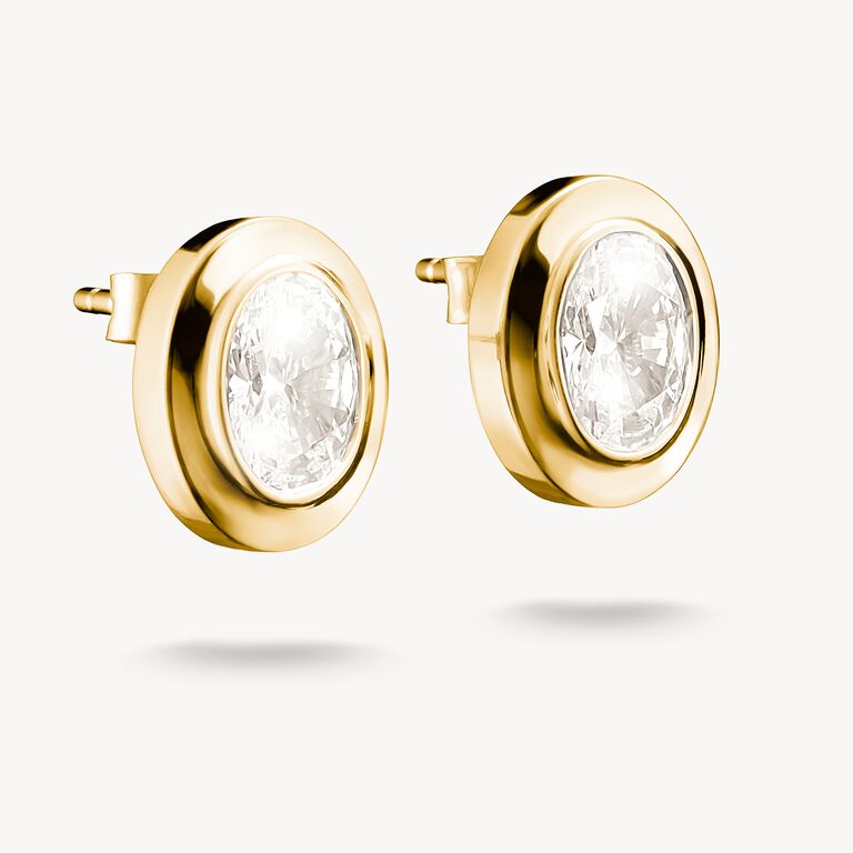 Thomas Sabo Gold Oval Zirconia Stone Stud Earrings